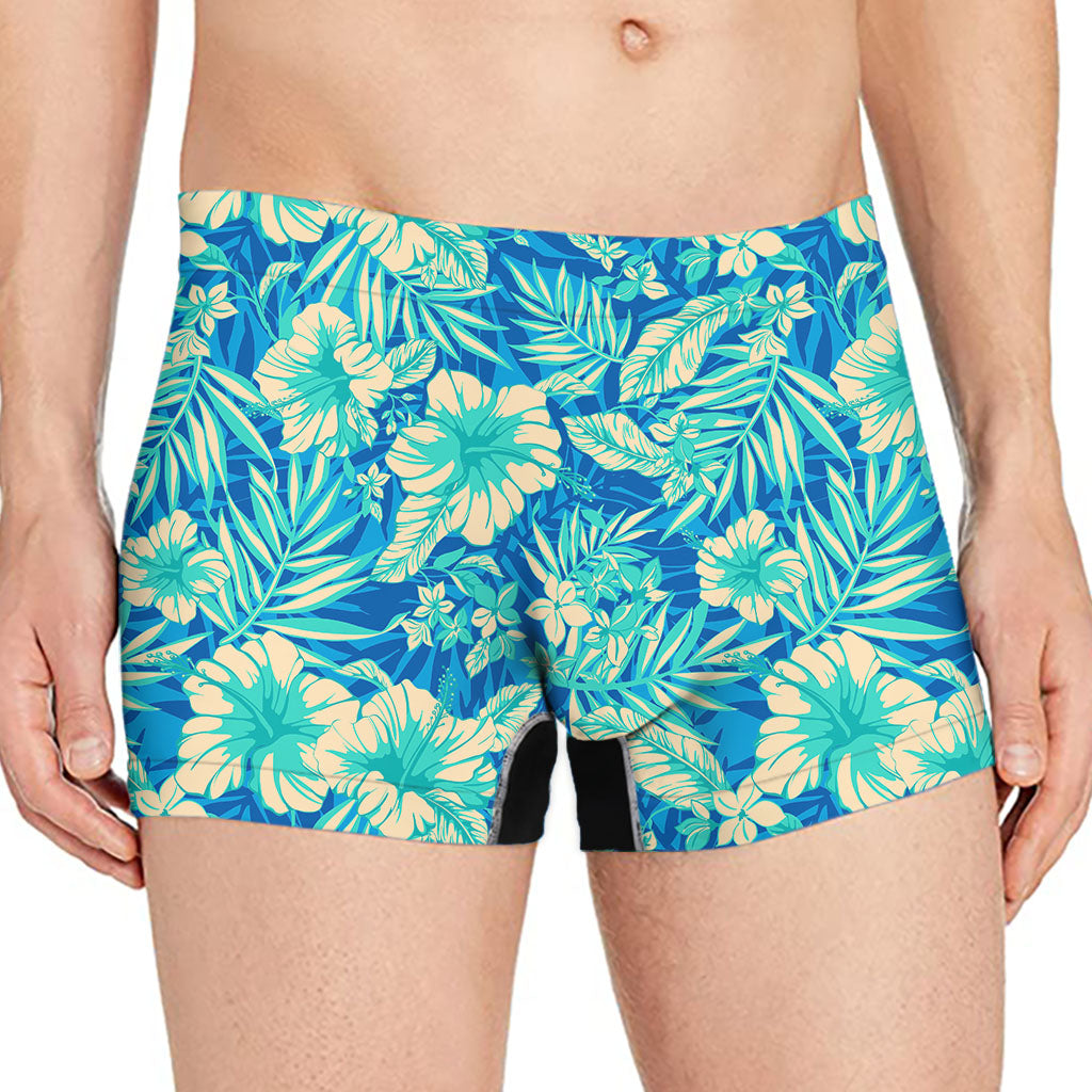 Blue Blossom Tropical Pattern Print Men's Boxer Briefs