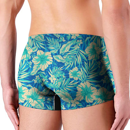 Blue Blossom Tropical Pattern Print Men's Boxer Briefs