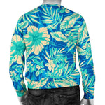 Blue Blossom Tropical Pattern Print Men's Crewneck Sweatshirt GearFrost