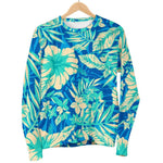 Blue Blossom Tropical Pattern Print Men's Crewneck Sweatshirt GearFrost