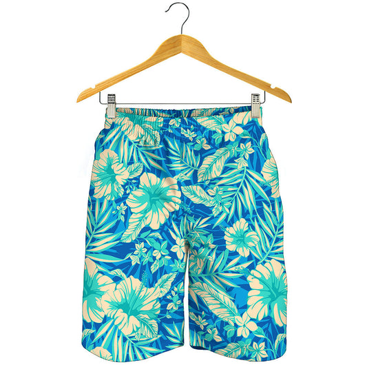 Blue Blossom Tropical Pattern Print Men's Shorts