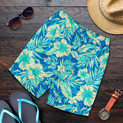 Blue Blossom Tropical Pattern Print Men's Shorts