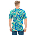 Blue Blossom Tropical Pattern Print Men's T-Shirt