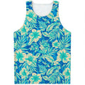 Blue Blossom Tropical Pattern Print Men's Tank Top