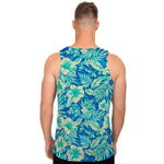 Blue Blossom Tropical Pattern Print Men's Tank Top