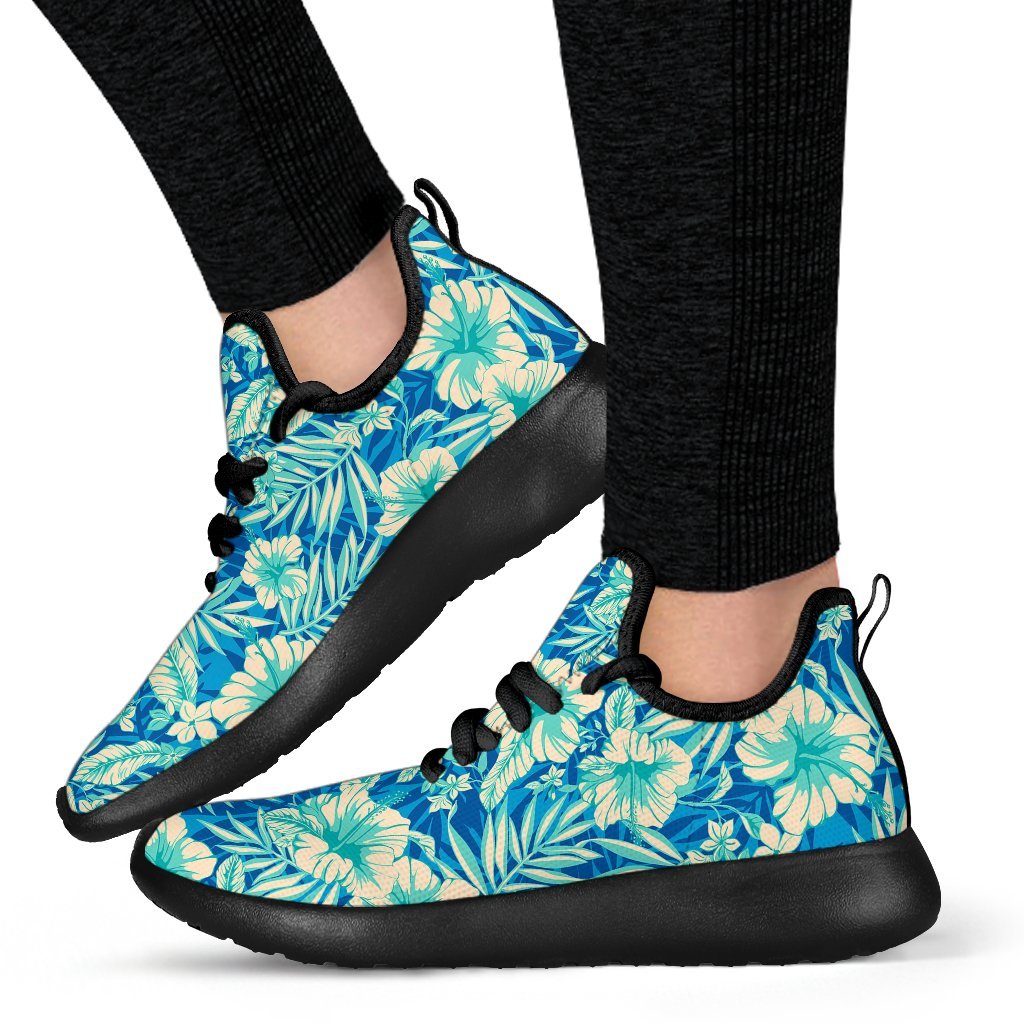 Blue Blossom Tropical Pattern Print Mesh Knit Shoes GearFrost
