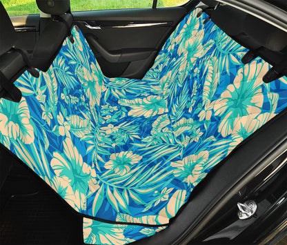 Blue Blossom Tropical Pattern Print Pet Car Back Seat Cover