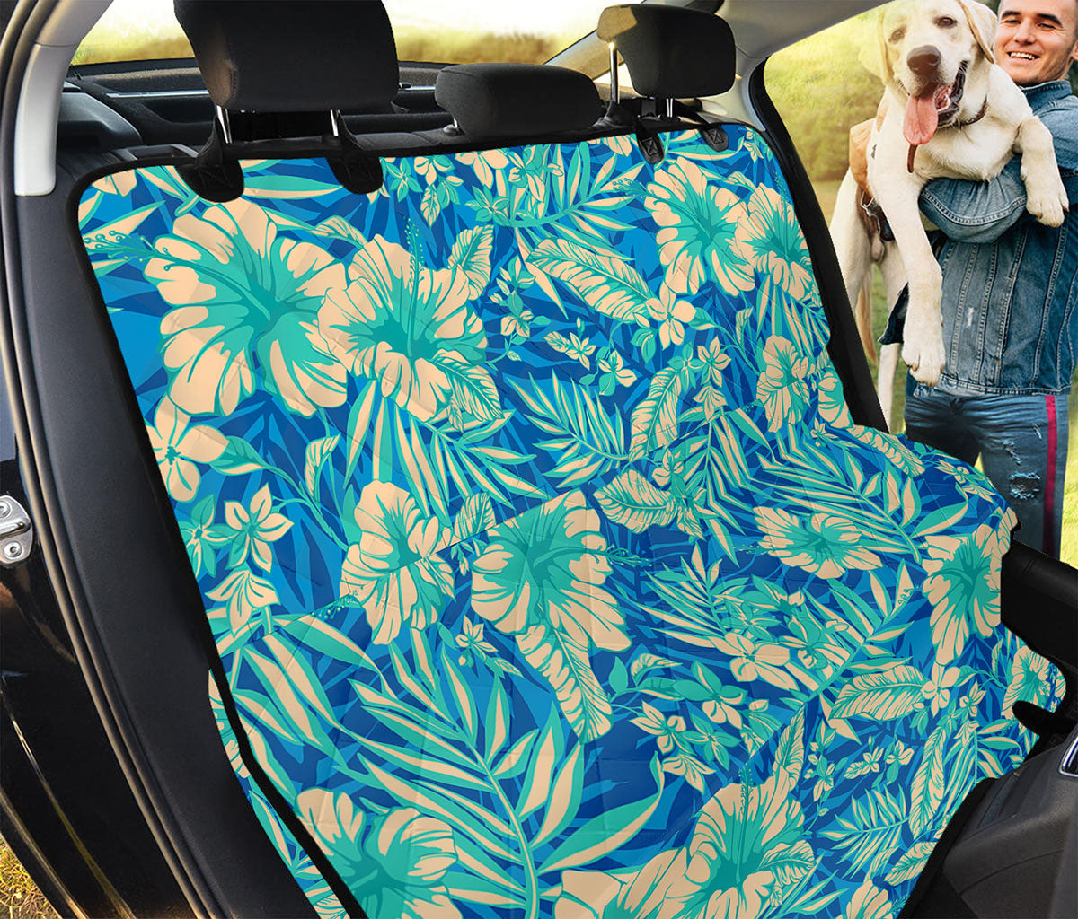 Blue Blossom Tropical Pattern Print Pet Car Back Seat Cover