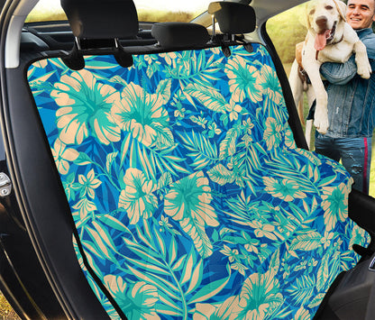 Blue Blossom Tropical Pattern Print Pet Car Back Seat Cover