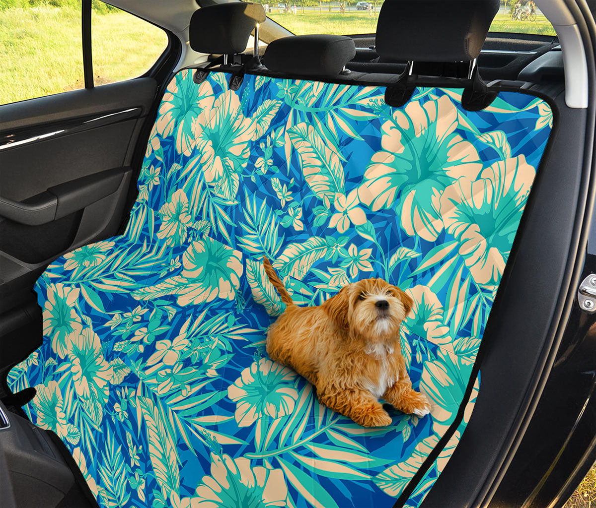 Blue Blossom Tropical Pattern Print Pet Car Back Seat Cover