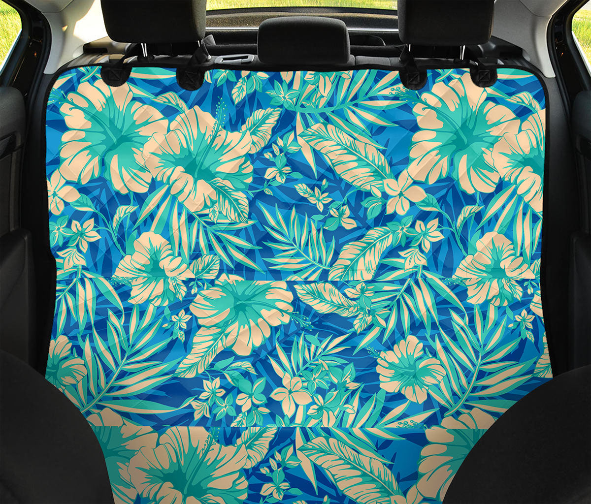Blue Blossom Tropical Pattern Print Pet Car Back Seat Cover