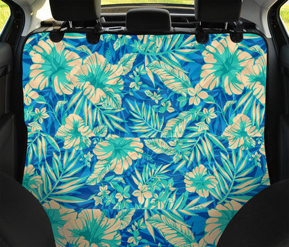 Blue Blossom Tropical Pattern Print Pet Car Back Seat Cover