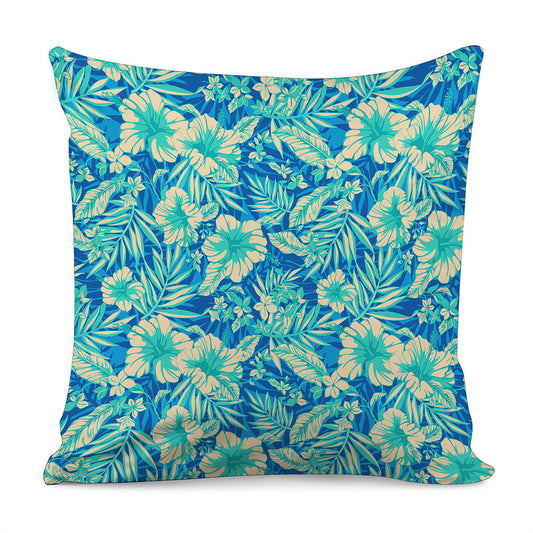 Blue Blossom Tropical Pattern Print Pillow Cover
