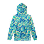 Blue Blossom Tropical Pattern Print Pullover Hoodie