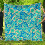 Blue Blossom Tropical Pattern Print Quilt