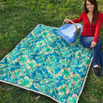 Blue Blossom Tropical Pattern Print Quilt
