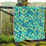 Blue Blossom Tropical Pattern Print Quilt