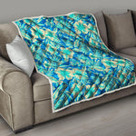 Blue Blossom Tropical Pattern Print Quilt