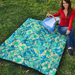 Blue Blossom Tropical Pattern Print Quilt