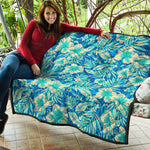 Blue Blossom Tropical Pattern Print Quilt