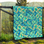 Blue Blossom Tropical Pattern Print Quilt