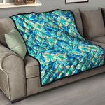 Blue Blossom Tropical Pattern Print Quilt