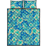 Blue Blossom Tropical Pattern Print Quilt Bed Set