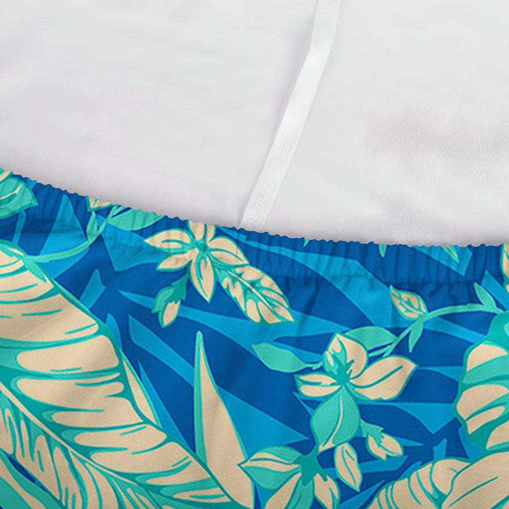 Blue Blossom Tropical Pattern Print Sofa Cover