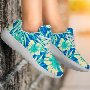 Blue Blossom Tropical Pattern Print Sport Shoes GearFrost