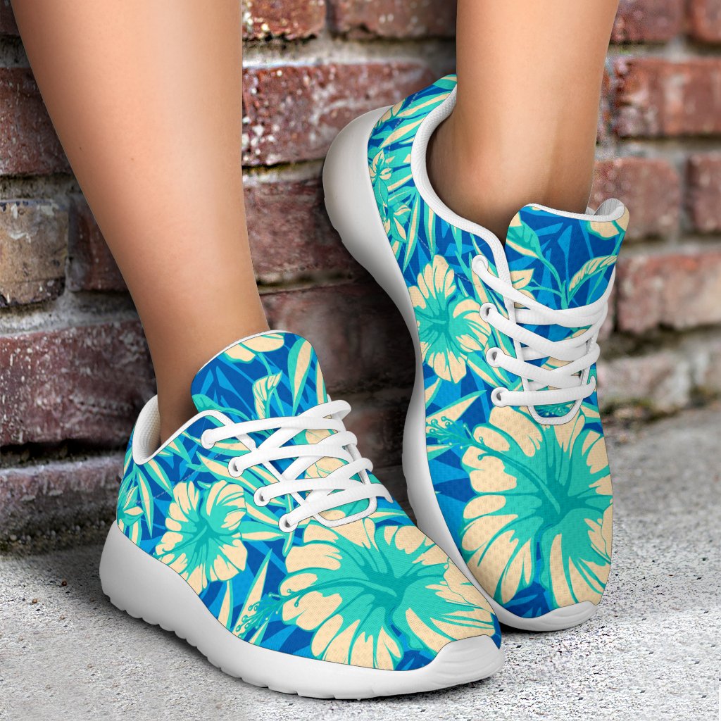 Blue Blossom Tropical Pattern Print Sport Shoes GearFrost