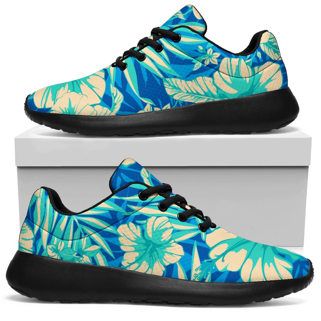 Blue Blossom Tropical Pattern Print Sport Shoes GearFrost