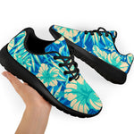 Blue Blossom Tropical Pattern Print Sport Shoes GearFrost