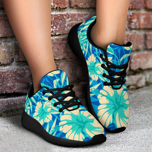 Blue Blossom Tropical Pattern Print Sport Shoes GearFrost