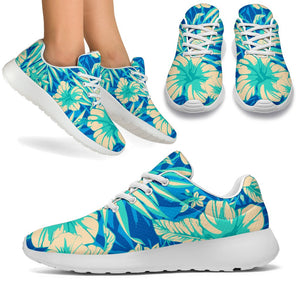 Blue Blossom Tropical Pattern Print Sport Shoes GearFrost