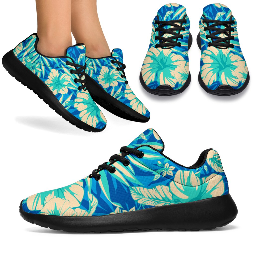 Blue Blossom Tropical Pattern Print Sport Shoes GearFrost