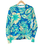 Blue Blossom Tropical Pattern Print Women's Crewneck Sweatshirt GearFrost