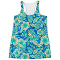 Blue Blossom Tropical Pattern Print Women's Racerback Tank Top