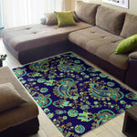 Blue Bohemian Paisley Pattern Print Area Rug GearFrost