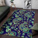 Blue Bohemian Paisley Pattern Print Area Rug GearFrost