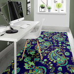 Blue Bohemian Paisley Pattern Print Area Rug GearFrost