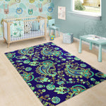 Blue Bohemian Paisley Pattern Print Area Rug GearFrost