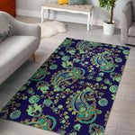 Blue Bohemian Paisley Pattern Print Area Rug GearFrost
