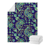 Blue Bohemian Paisley Pattern Print Blanket
