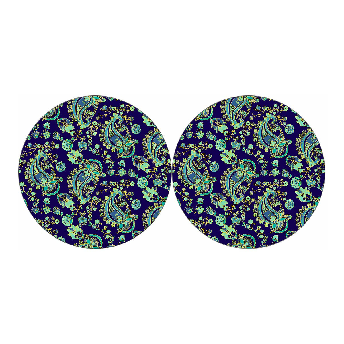 Blue Bohemian Paisley Pattern Print Car Coasters