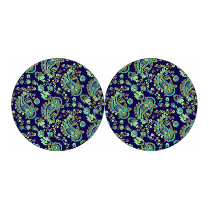 Blue Bohemian Paisley Pattern Print Car Coasters