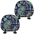 Blue Bohemian Paisley Pattern Print Car Headrest Covers