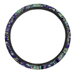 Blue Bohemian Paisley Pattern Print Car Steering Wheel Cover