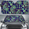 Blue Bohemian Paisley Pattern Print Car Sun Shade GearFrost