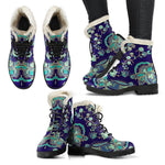 Blue Bohemian Paisley Pattern Print Comfy Boots GearFrost