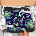 Blue Bohemian Paisley Pattern Print Comfy Boots GearFrost